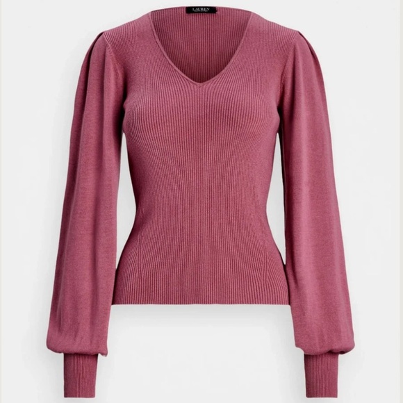 Lauren Ralph Lauren Sweaters - Lauren Ralph Lauren Blouson Sleeve Ribbed Sweater-Pink-Size Large-NWT-MSRP $125